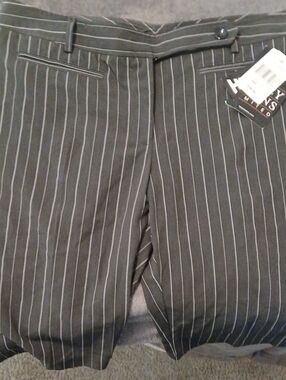 Women's Pinstripe Dress Pants - Black with White Stripes